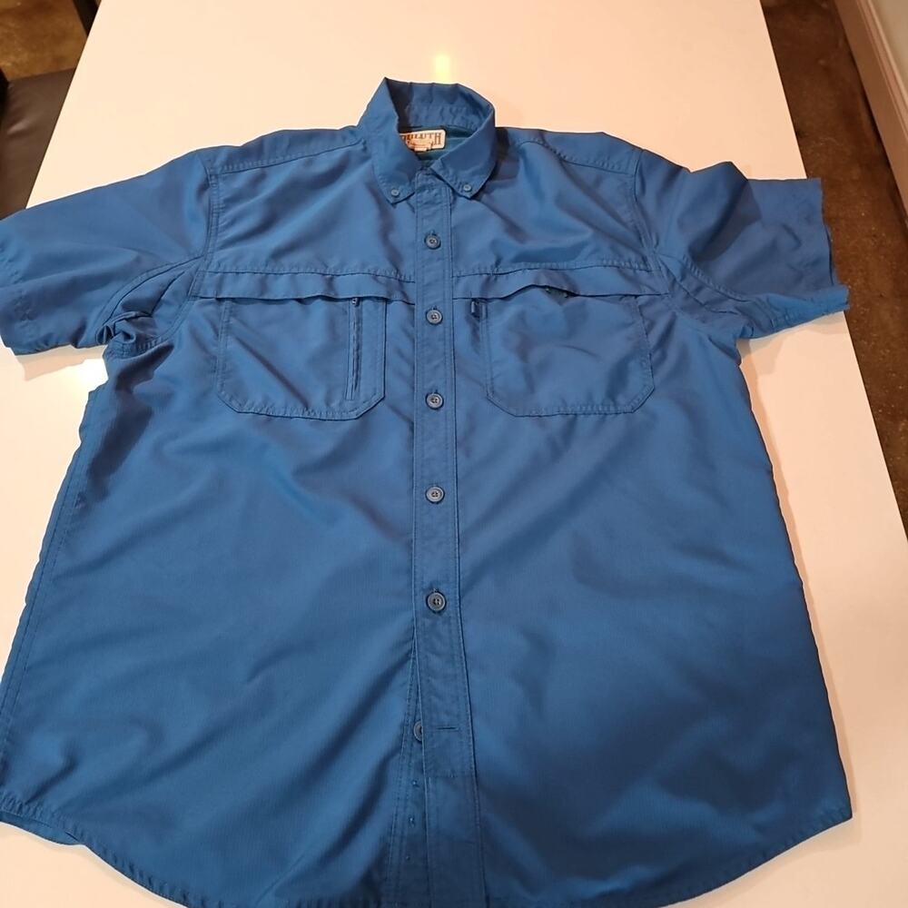 DULUTH TRADING CO Men's L Blue Vented Shirt CoolPlus UPF30